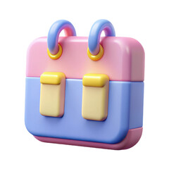3d render of cute cartoon school bag pastel colors