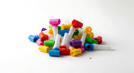 A colorful array of party blowers, ready for celebration.