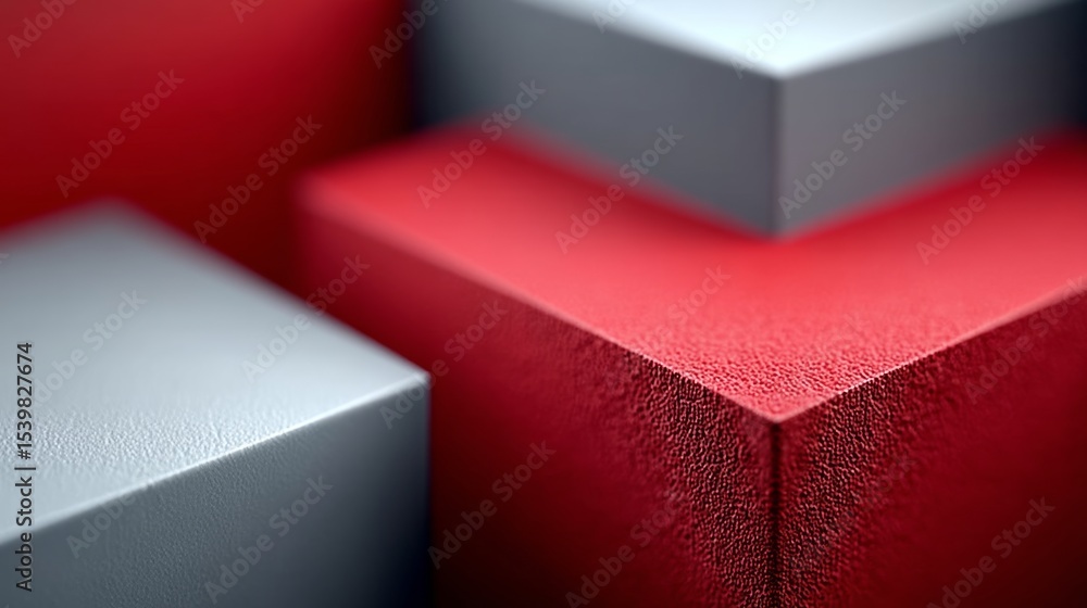 Poster close up of a red cube with a grey cube on top of it. the red cube is the main focus of the image
