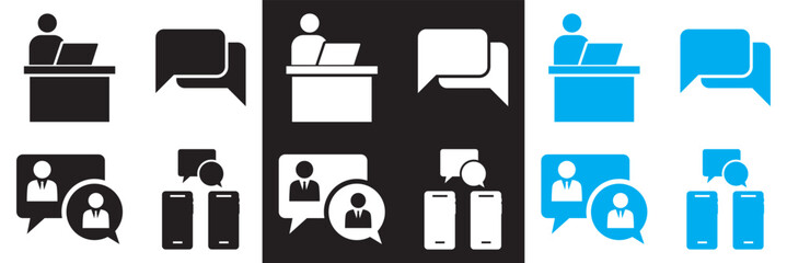 Online Conversation  icon . Icons related to, chatting, discussion, conversation,  forum, group, mobile chat etc.  isolated on white and black background. Vector illustration. EPS 10