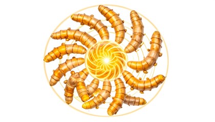 Naklejka premium Turmeric Roots Spiral Design.