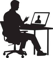 Silhouette of Person Working on a Laptop: Professional and Productive Design for Office, Technology, and Remote Work-Themed Projects