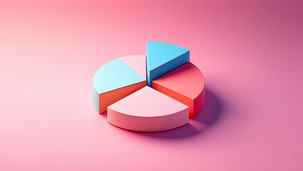 Obraz premium A Pie Chart on a Pink Background and Business Presentation