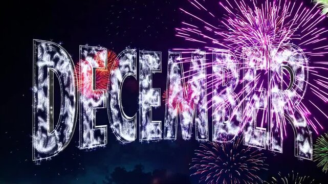 Festive fireworks display lights up the night sky to celebrate the arrival of December