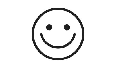 Fototapeta premium Simple black line art happy smiley face icon