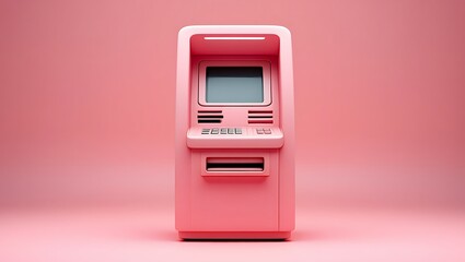 Pink Automated Teller Machine A Financial Device Concept
