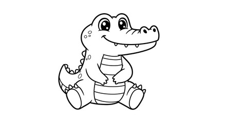 Fototapeta premium Adorable Cartoon Crocodile Illustration Free Printable Coloring Page
