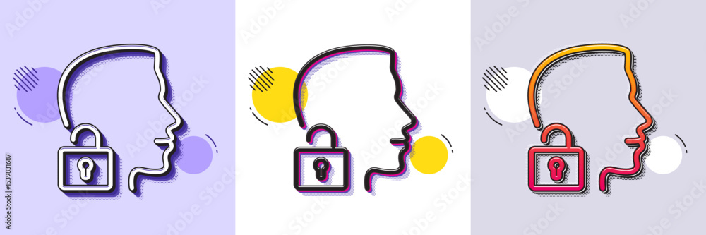 Poster face accepted line icon. halftone dotted pattern. gradient icon with grain shadow. access granted si