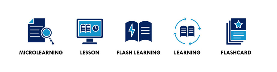 Microlearning banner web icon vector illustration concept with icon of microlearning, lesson, flash learning, learning, and flashcard