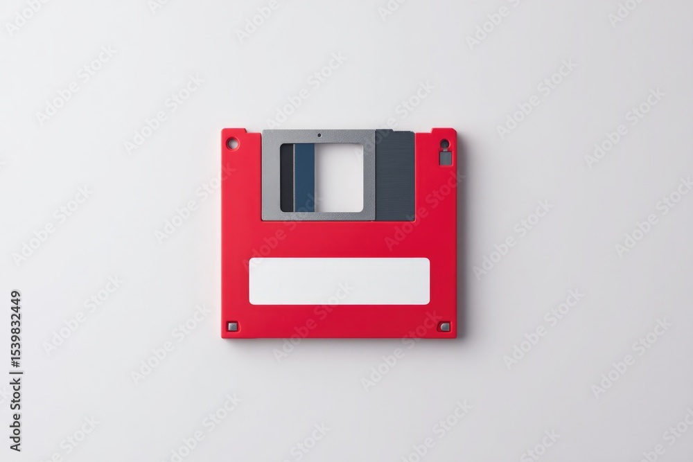 Poster floppy disk isolated on white background minimalistic design with ample copy space surrounding objec