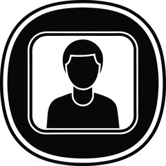 Minimalist Black and White Person Silhouette Icon Symbol in Circle Frame