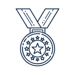 Medal with ribbon border and star 