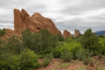 Red rock formations at Garden of the Gods.