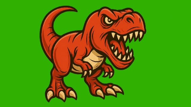 vector illustration of a T-rex angry with green screen