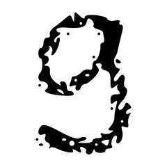 Grunge numbers 1,2 with rough brush texture acrylic. Hand-painted spray ink effect, doodle calligraphy font. Flat illustration isolated on white.