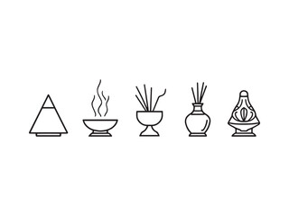 Hand drawn incense holder linear sketch for spa themes