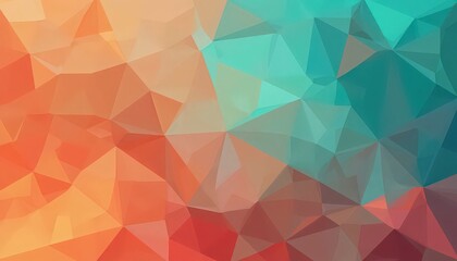 Fototapeta premium Abstract polygonal background with a blend of orange teal and red hues in a geometric design