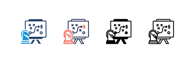 Strategy icon set multiple style collection