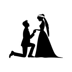 Romantic Silhouette of a Proposal Wedding Celebration