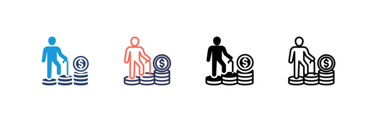 Retirement icon set multiple style collection