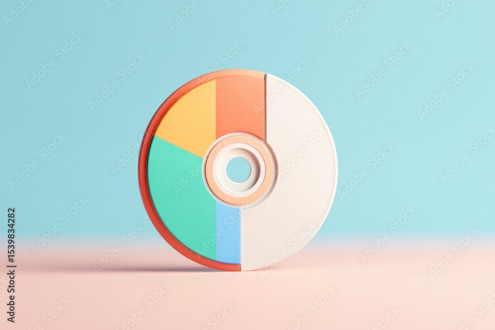Aufkleber ?lean image of single retro fl?ppy disk on simple pastel background