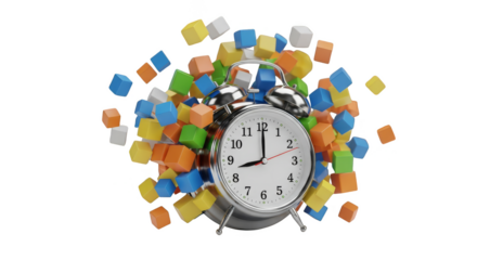 Overwhelmed by time amidst colorful blocks