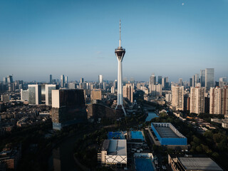 Aerial view of landscape in Chengdu city, China