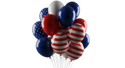 Patriotic balloon bunch against a black backdrop