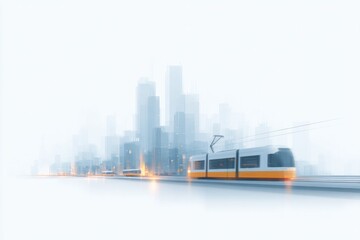 minimalistic abstract design represents urban transportation concepts with stylized elements like buses trams and roads