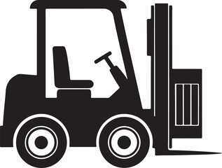 forklift machine silhouette, black and white silhouette, vector and illustration