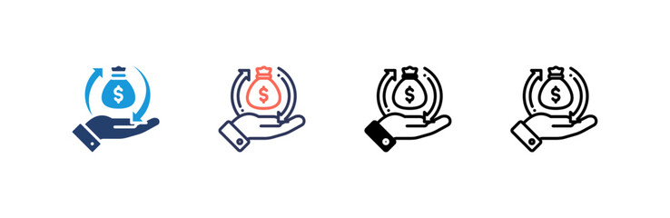 Return On Investment icon set multiple style collection