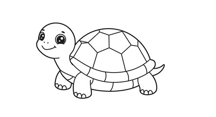 Adorable Cartoon Turtle Illustration Free Printable Coloring Page