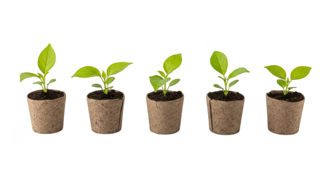 Seedling progression in biodegradable containers