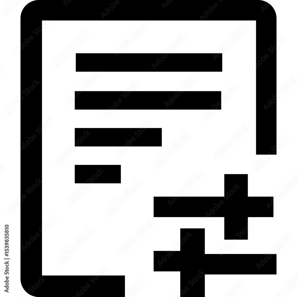 Poster document with horizontal lines and plus signs indicating addition or creation of items on the page