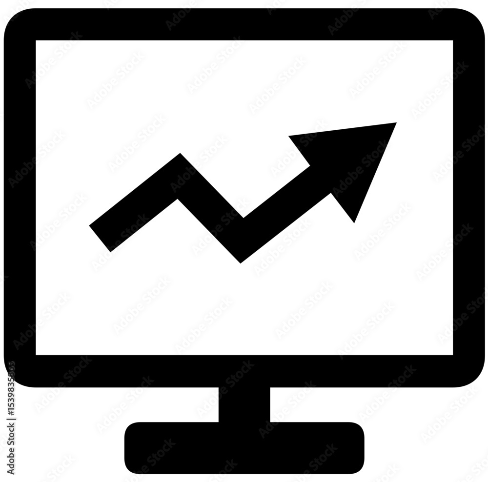 Aufkleber monitor displaying an upward trending arrow indicating growth or positive performance on a screen vi