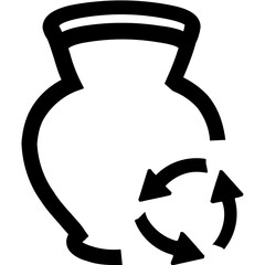 Illustration of a vase with recycling arrows around it suggesting reuse and sustainability concept art