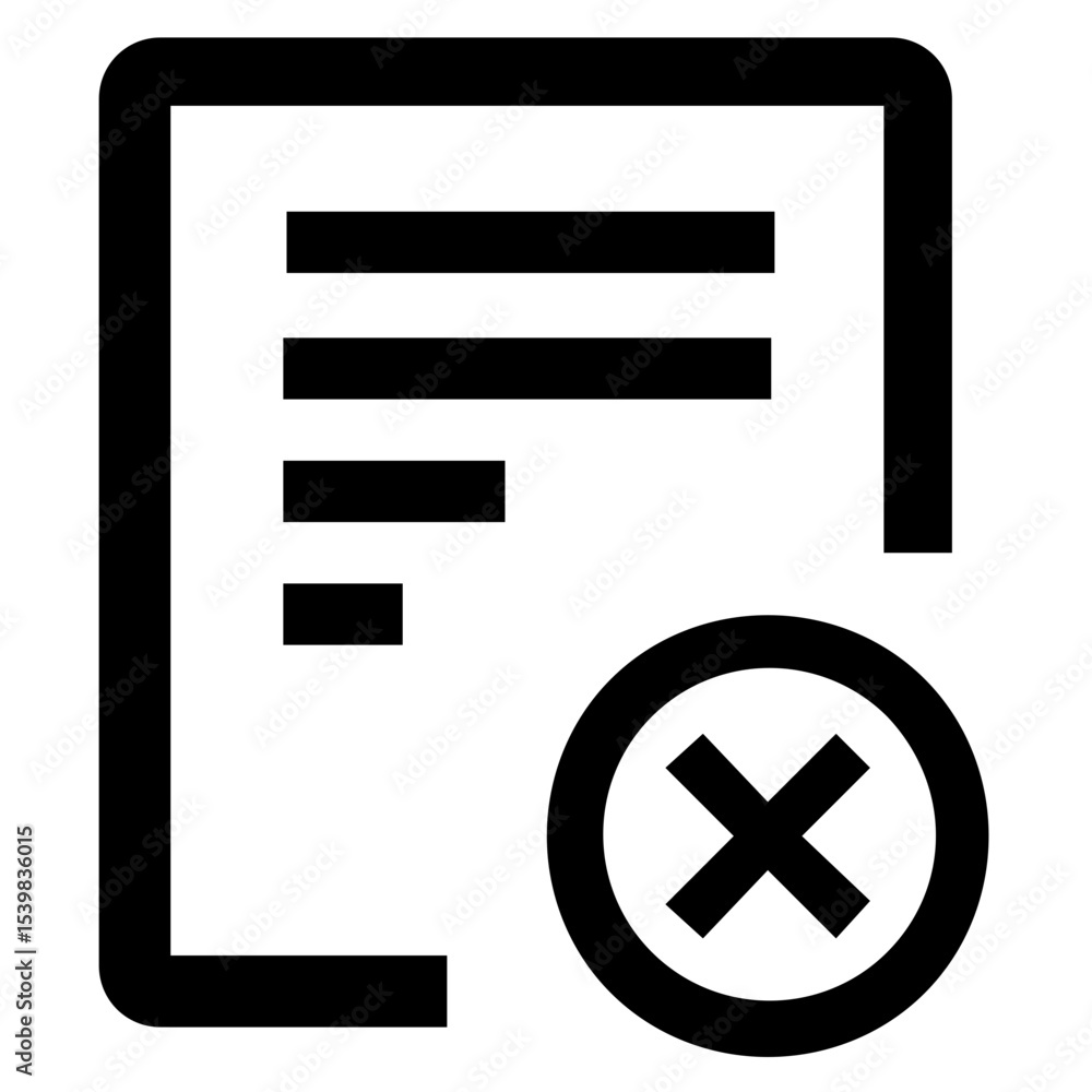 Poster document with lines and a cross inside a circle indicating deletion or removal of the document icon