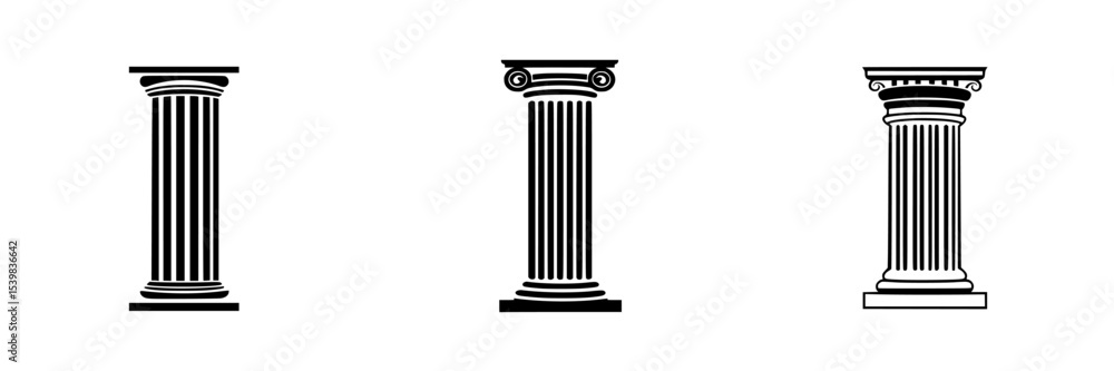 Poster set of black iconic columns representing classic architectural style and design elements found in an