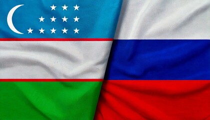 ロシアとウズベキスタンの国旗。(Russia flag and Uzbekistan flag.)
