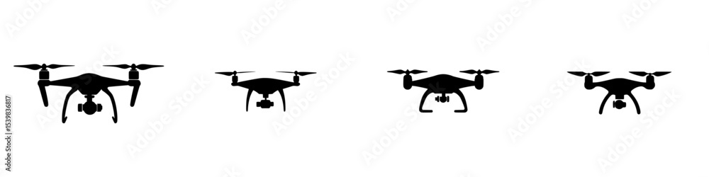 Aufkleber various black drone icons representing different models and designs with a minimalist approach to ae