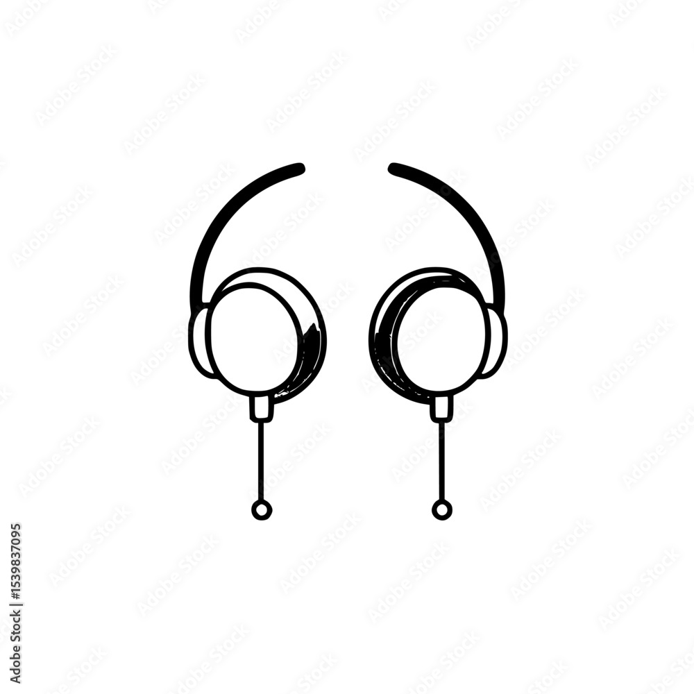 Poster black icon of headphones designed for a sleek minimalistic style suitable for various digital and pr