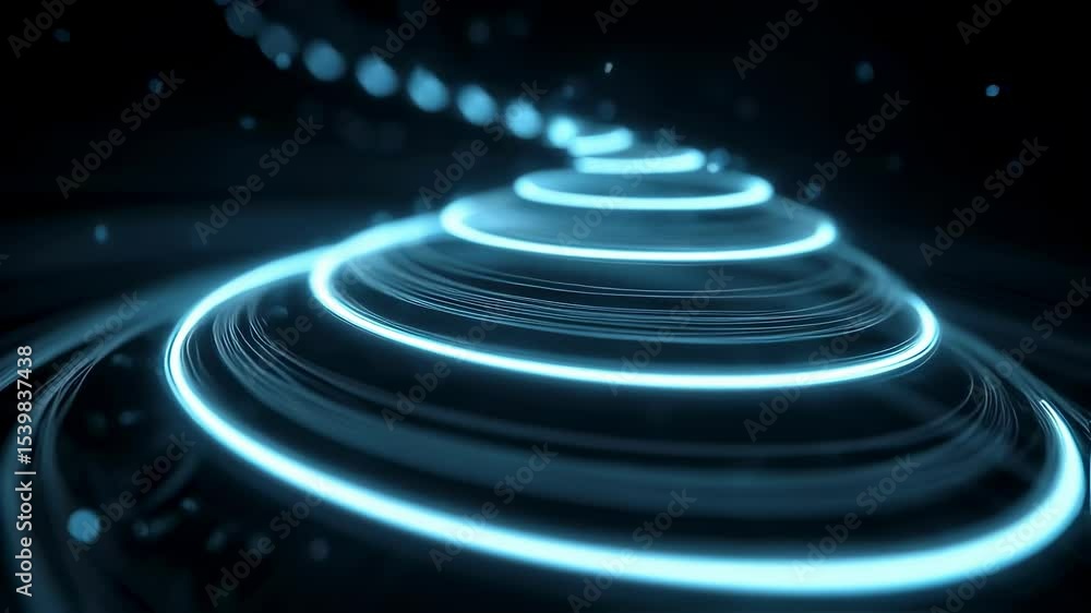 Poster luminous concentric circles expanding dynamically, generating mesmerizing visual effect with glowing