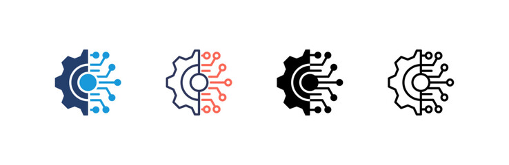 Technology icon set multiple style collection