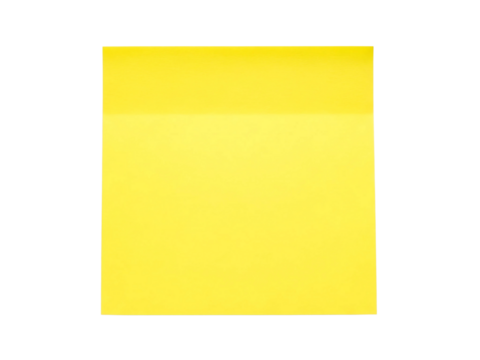 Yellow Sticky Post-it Note Isolated on Transparent Background – Office Supply Concept for Memo, Reminder, and Stationery Design