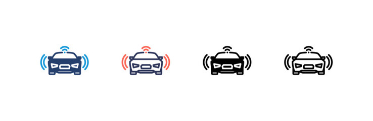 Autonomous Vehicle icon set multiple style collection