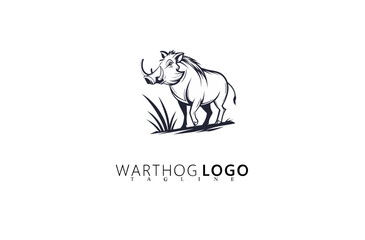 Fototapeta premium Bold Line Warthog Logo Design With Clean Boar Illustration. Perfect for Safari Businesses, Outdoor Lifestyle Brands, Hunting Gear Logos, and Wildlife Identity Projects With Strong Presence.