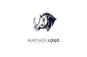 Fototapeta premium Nature Adventure Warthog Logo Design With Boar Emblem. Great for Outdoor Apparel Branding, Wildlife Merchandise Logos, Rugged Safari Identity Design, and Bold Vector Branding Solutions.