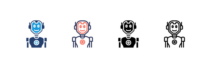 Humanoid icon set multiple style collection