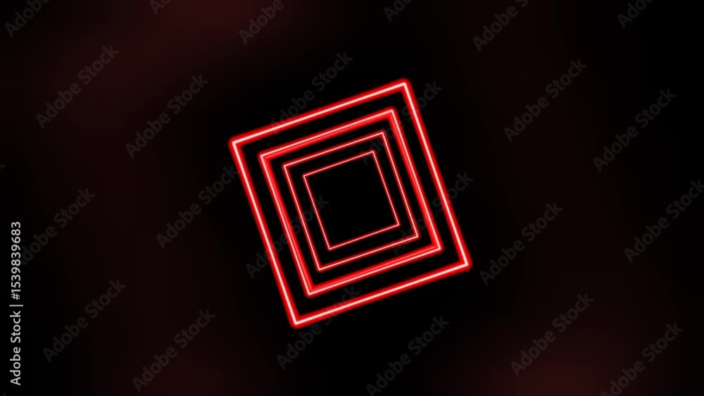 Poster slow motion neon red square line animation. futuristic glowing shape. minimalist loop background. mo