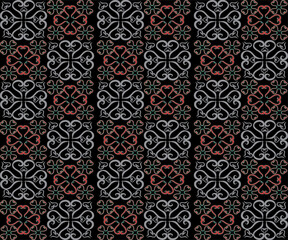 seamless geometric pattern, floras and hearts design